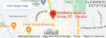 Map for the Decatur office of Children's Medical Group - Pediatricians in Atlanta, Decatur, Johns Creek
